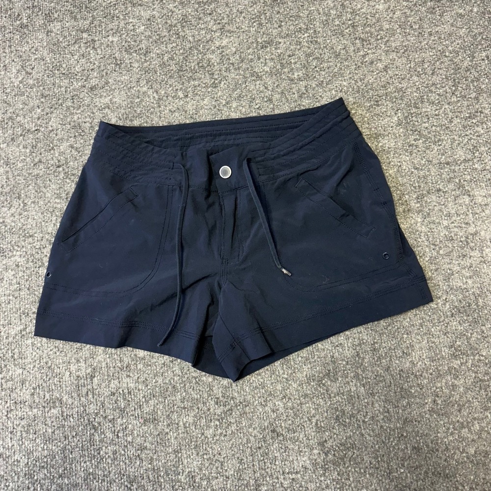 Athleta Shorts Womens Size 4 Navy Blue Hiking Active Drawstring Pockets Stained